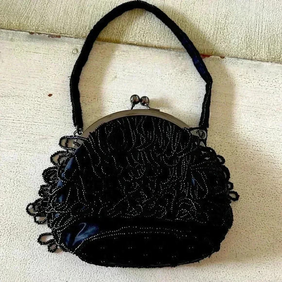 Black beaded evening bag - Picture 1 of 10